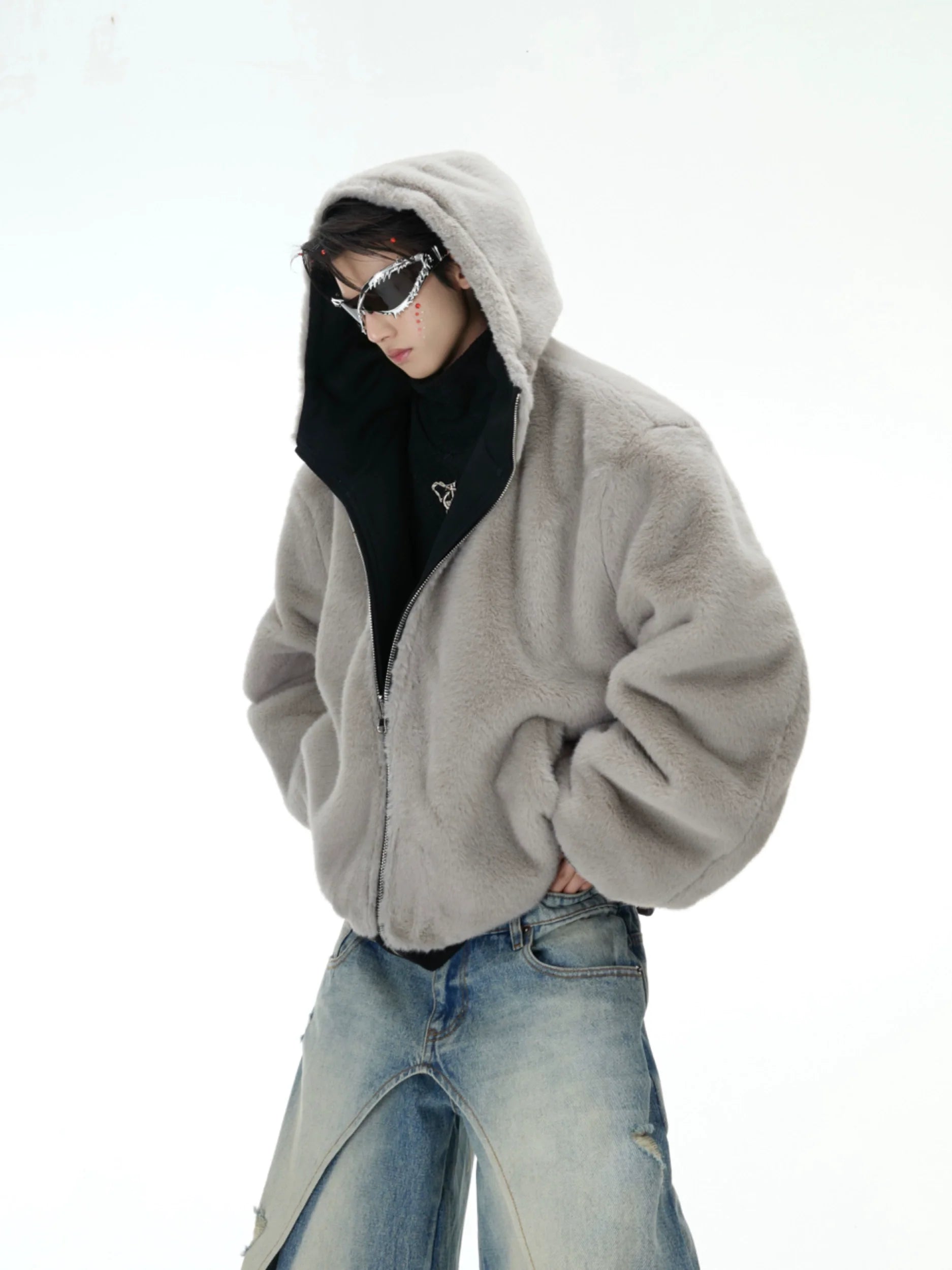 Convertible Reversible Plush Hoodie with 3D Ears & Cotton Back - ArgueCulture