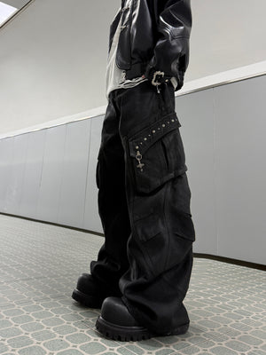 Waxed Black Multi-Pocket Cargo Jeans - product image 2