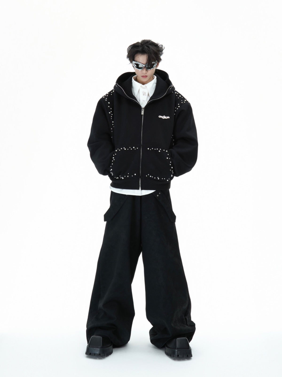 Pearl-Trim Zip Hoodie Jacket - product image 4
