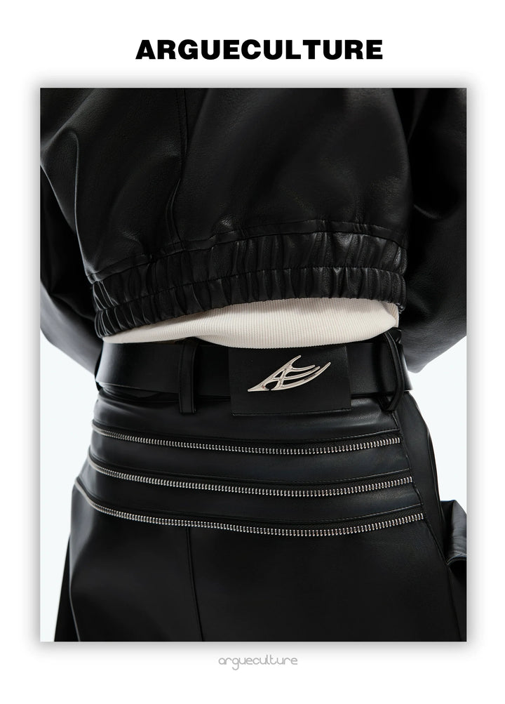 Punk Faux Leather Cargo Pants with Multi-Layer Straps - ArgueCulture