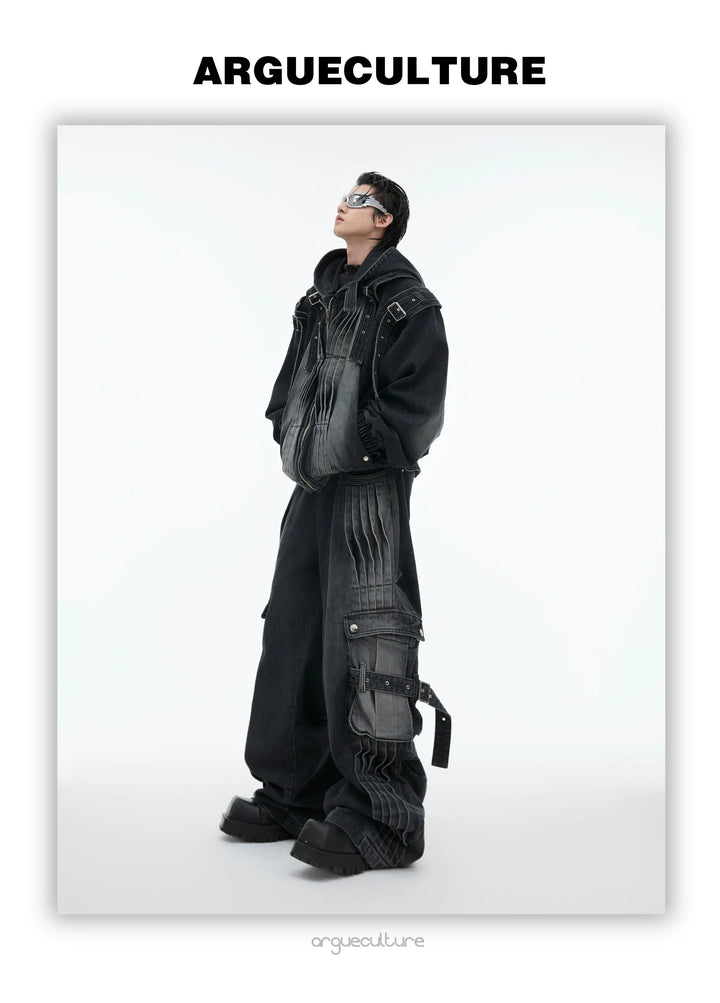 Hooded Denim Set with Straps and Post-Apocalyptic - ArgueCulture