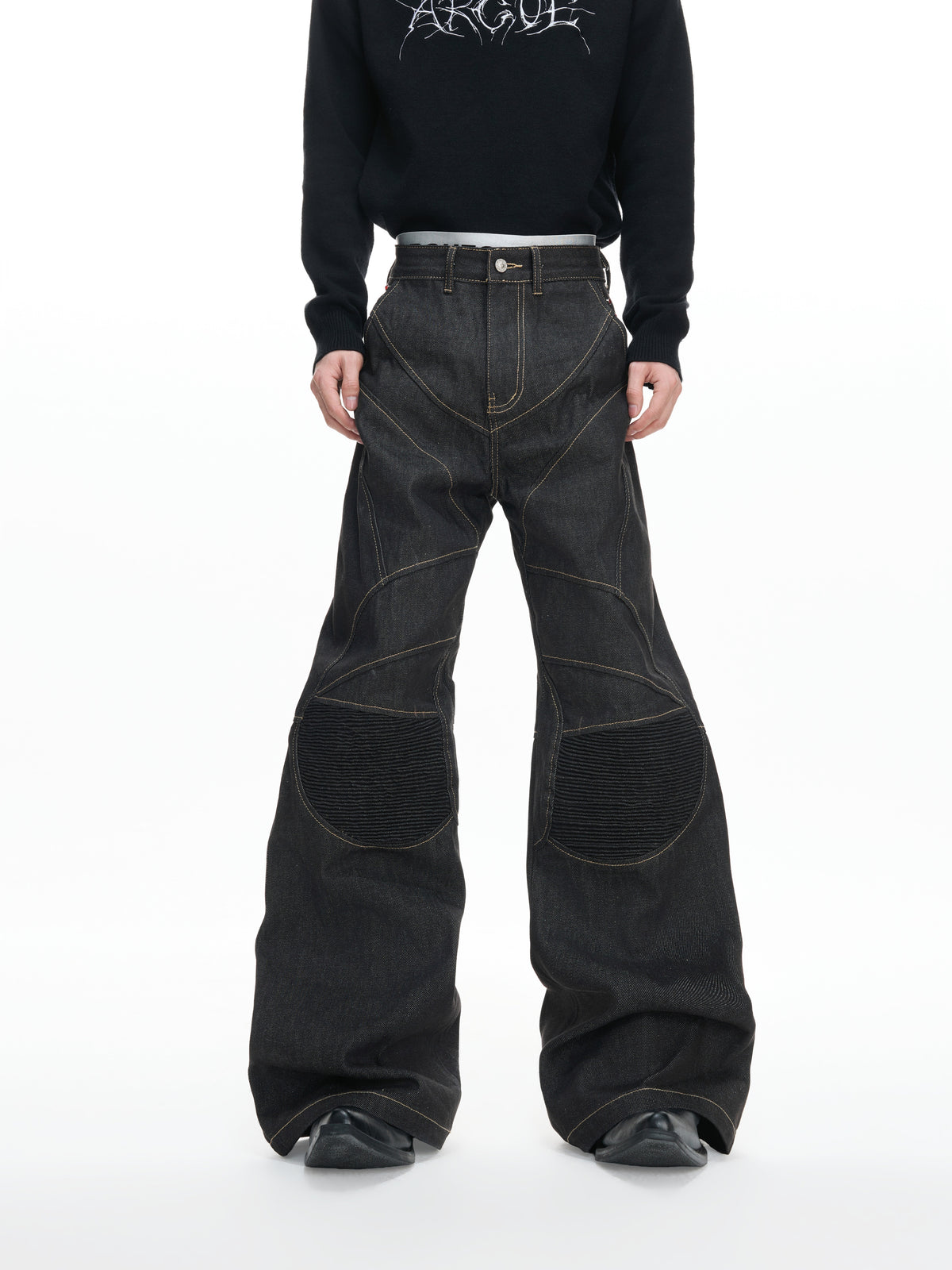 Deconstructed Black Raw Denim Jeans - product image 5