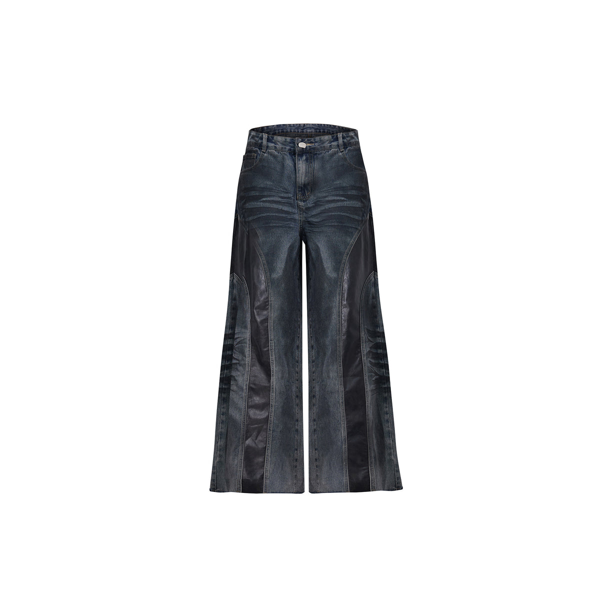 Washed PU-Panel Relaxed Straight Jeans - product image 5