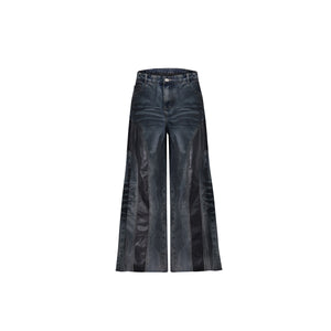 Washed PU-Panel Relaxed Straight Jeans - product image 5