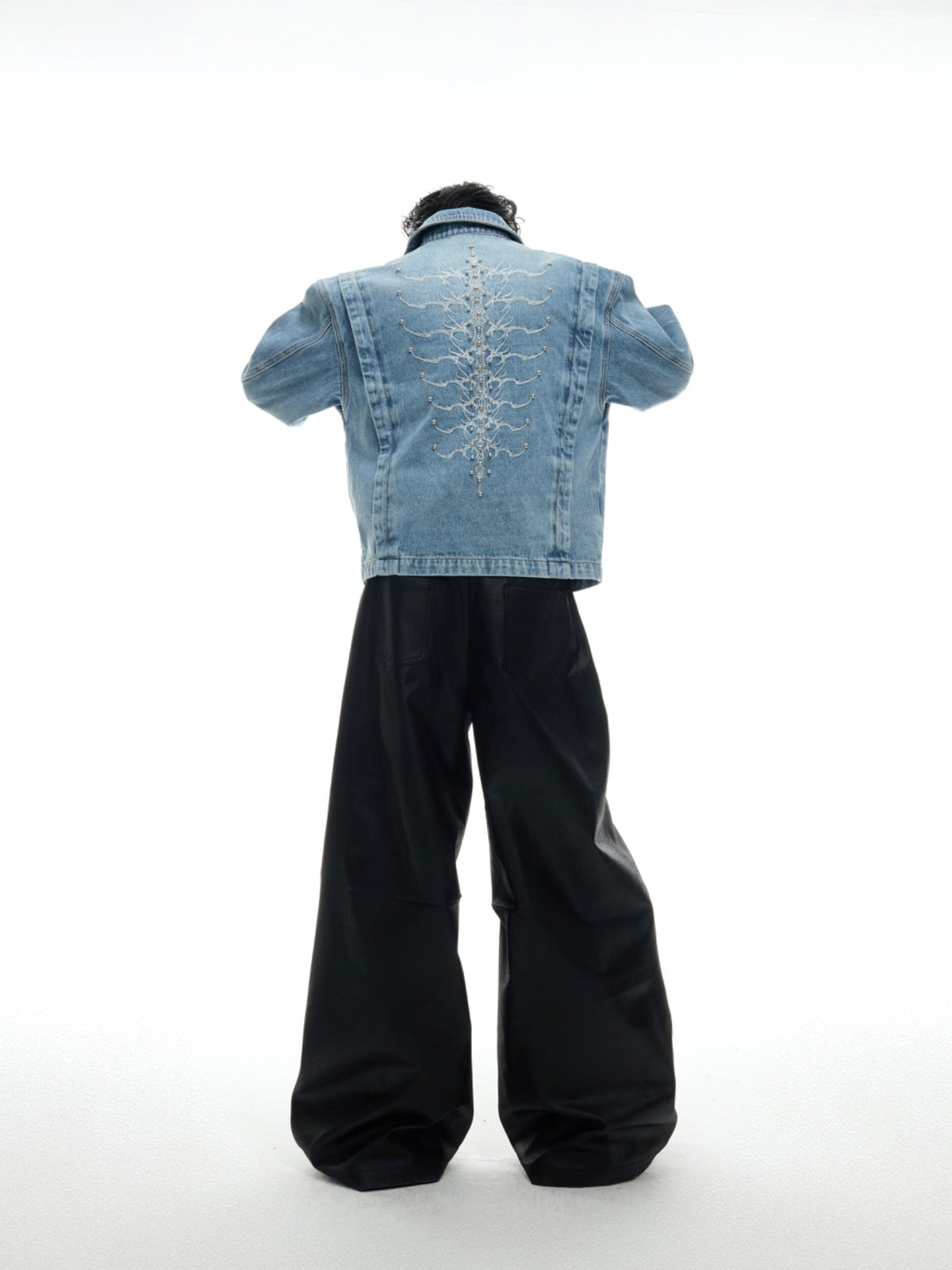 Cropped Washed Rivet Denim Jacket - product image 4