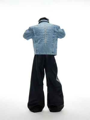 Cropped Washed Rivet Denim Jacket - product image 4