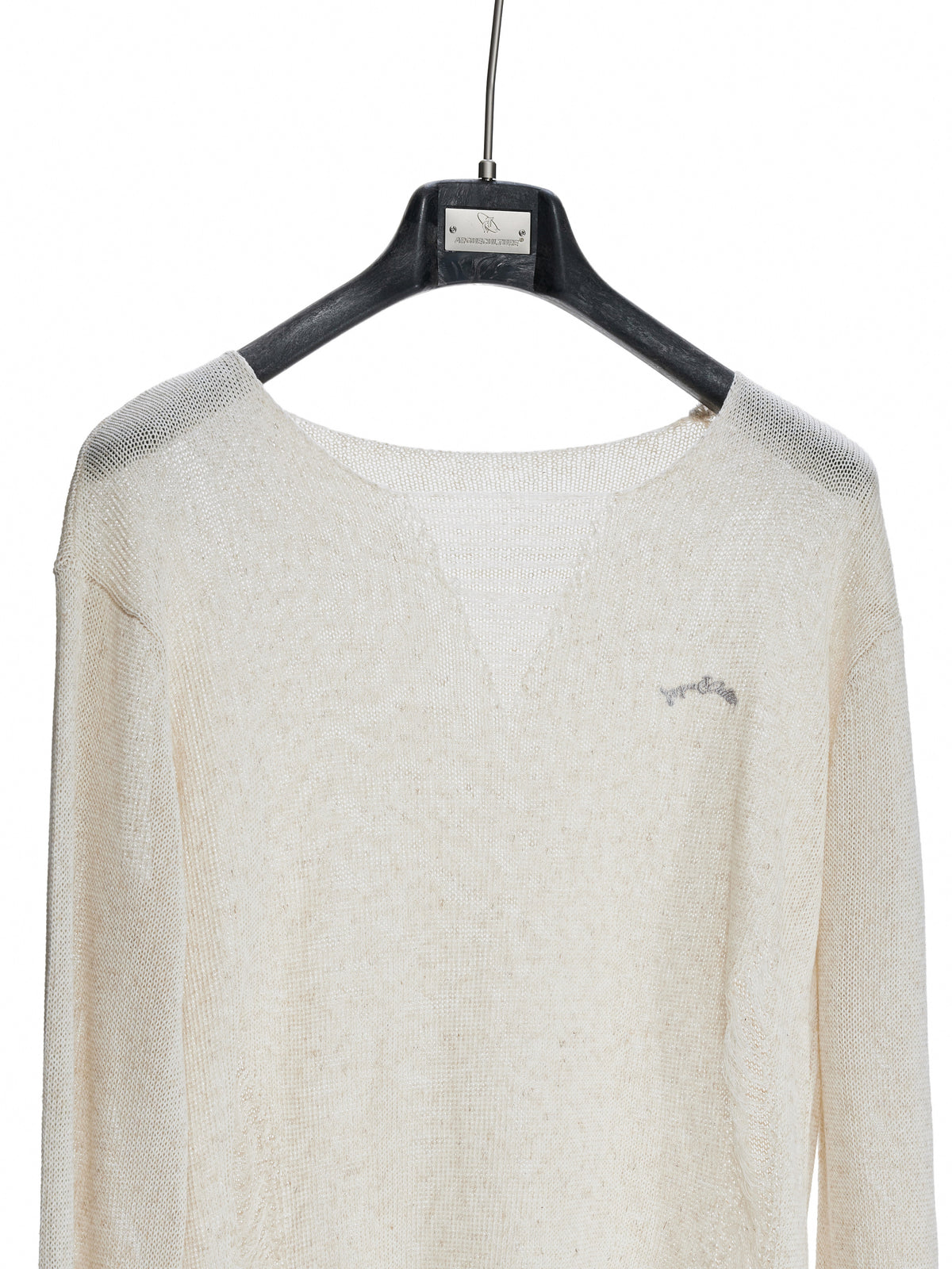 Frayed Open-Knit V-Neck Sweater - product image 5