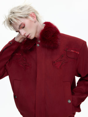 Cropped Suede Jacket with Detachable Fur Collar - product image 4