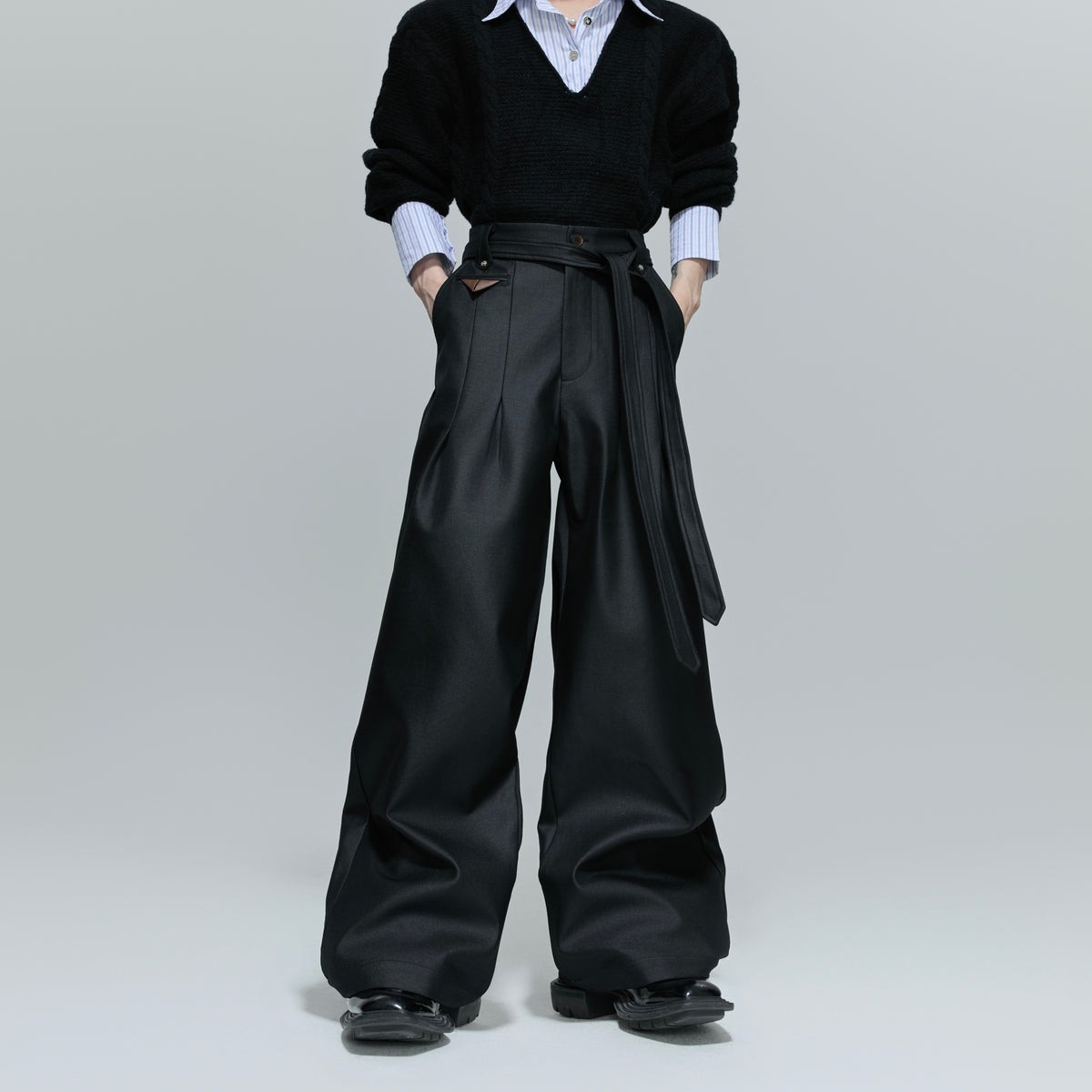 Pleated Straight-Leg Tie-Waist Trousers - product image 5