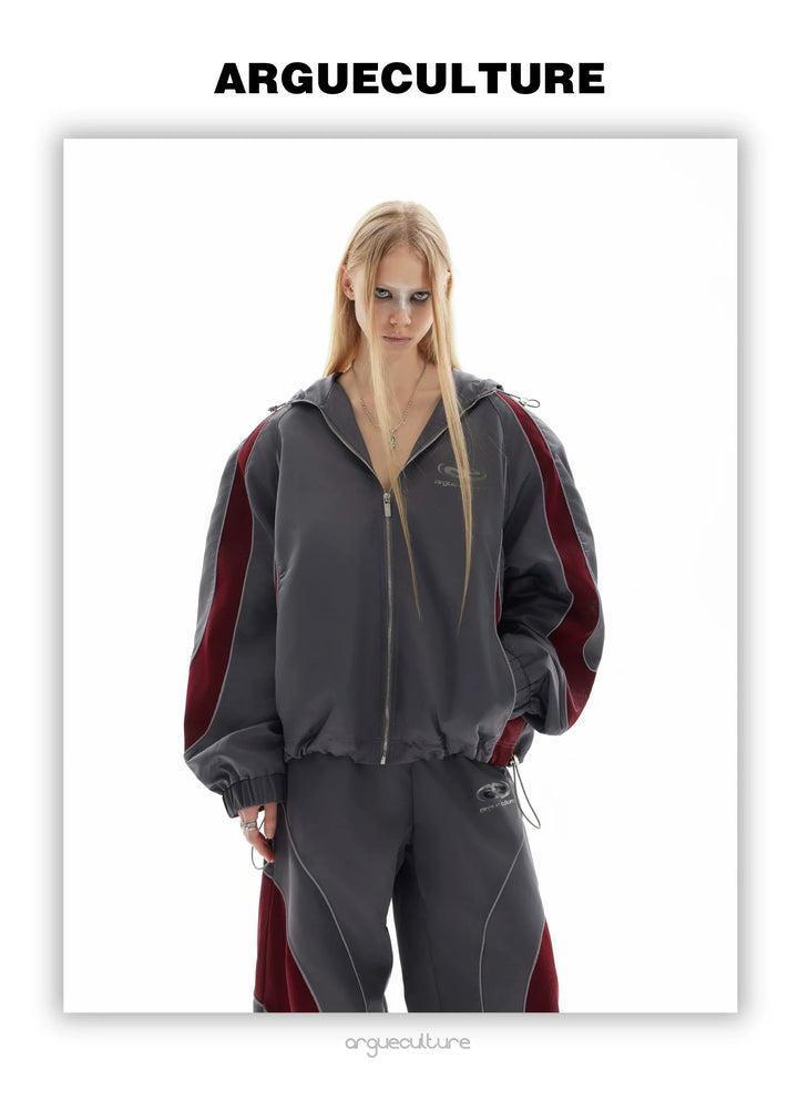 Reflective Tracksuit with Faux Leather Panels ¨C Futuristic Contrast Hoodie Set - ArgueCulture