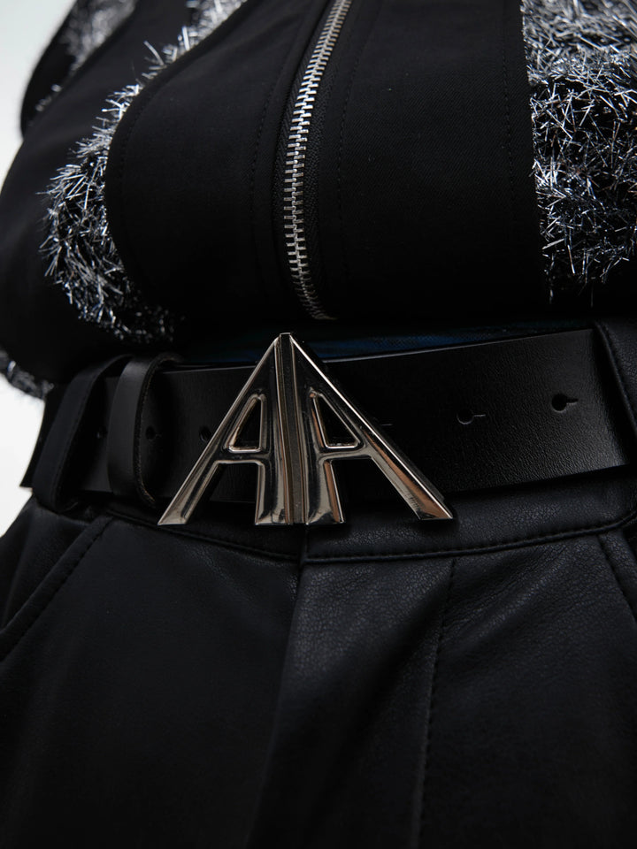 Deconstructed Genuine Leather Belt with Double A Logo - ArgueCulture