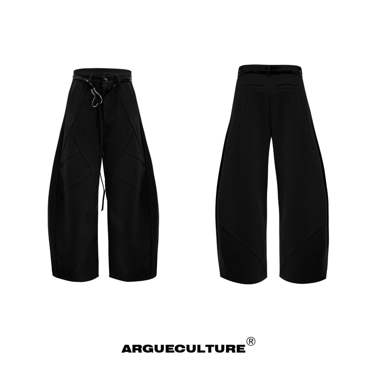 Textured Wide-Leg Pants with Relaxed Fit and Modern Design - ArgueCulture