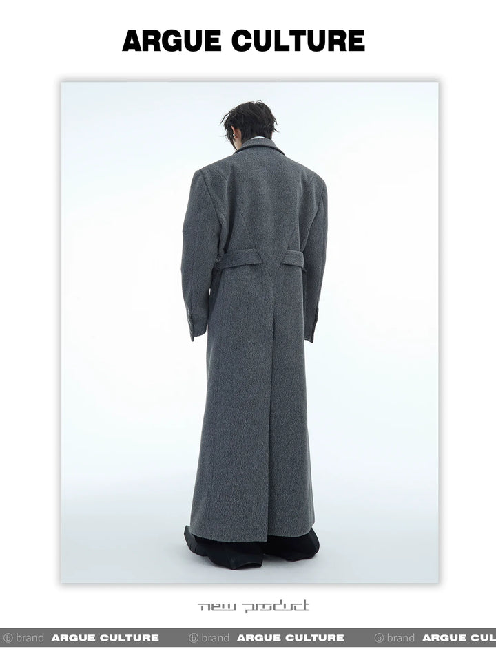 Double-Breasted Wool Coat with Belt Design & Elegant Tailoring - ArgueCulture