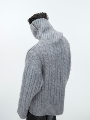 Split-Neck Oversized Knit Sweater - product image 5