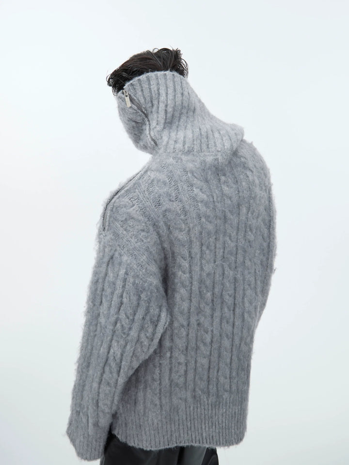 Asymmetrical High Neck Sweater with Hardware Accents - ArgueCulture