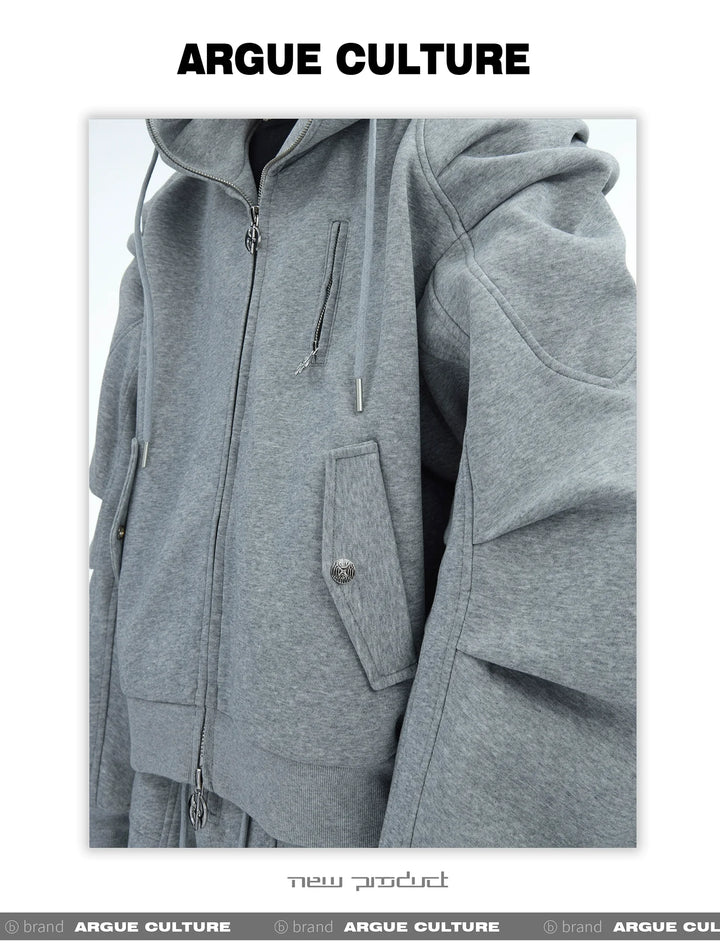 Men¡¯s Oversized Pleated Hoodie Jacket | Stylish Warm Zip-Up Outerwear - ArgueCulture