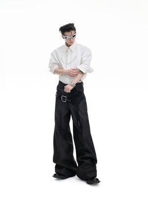 Cotton Crocodile-Panel Straight-Leg Pants - product image 5