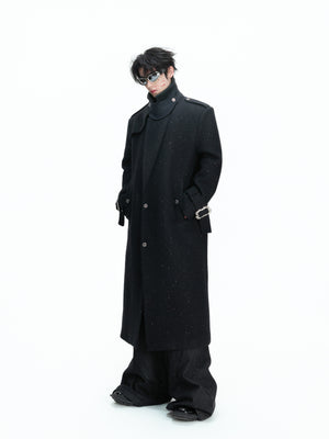 Black Sequin Wool-Blend Long Coat - product image 5