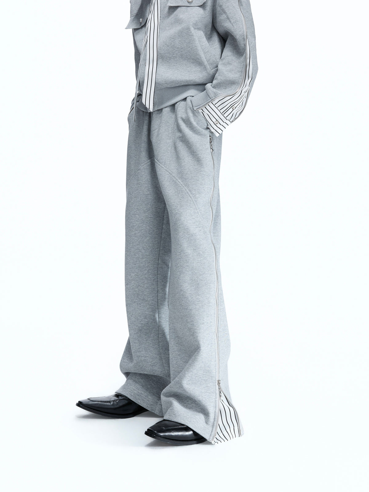 Striped Ribbon Zip Sweatshirt & Flared Pants - product image 5
