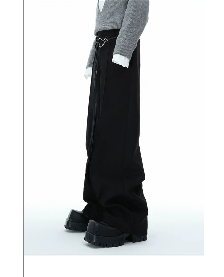 Metallic Strap Design Loose Fit Trousers Adjustable Waist for Men - ArgueCulture