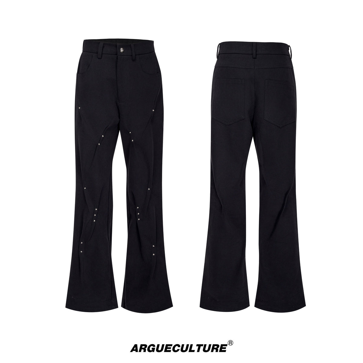 Pleated Rivet Straight-Leg Cotton Pants - product image 5