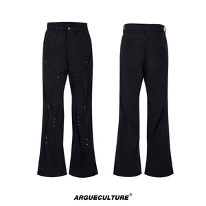 Pleated Rivet Straight-Leg Cotton Pants - product image 5