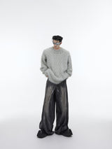 Metal-Button Crewneck Knit Sweater - product image 5