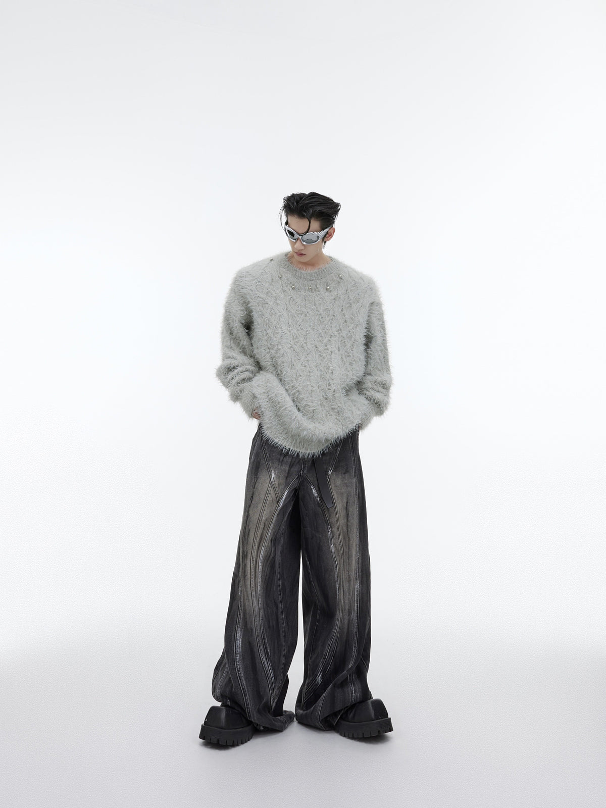 Metal-Button Crewneck Knit Sweater - product image 5