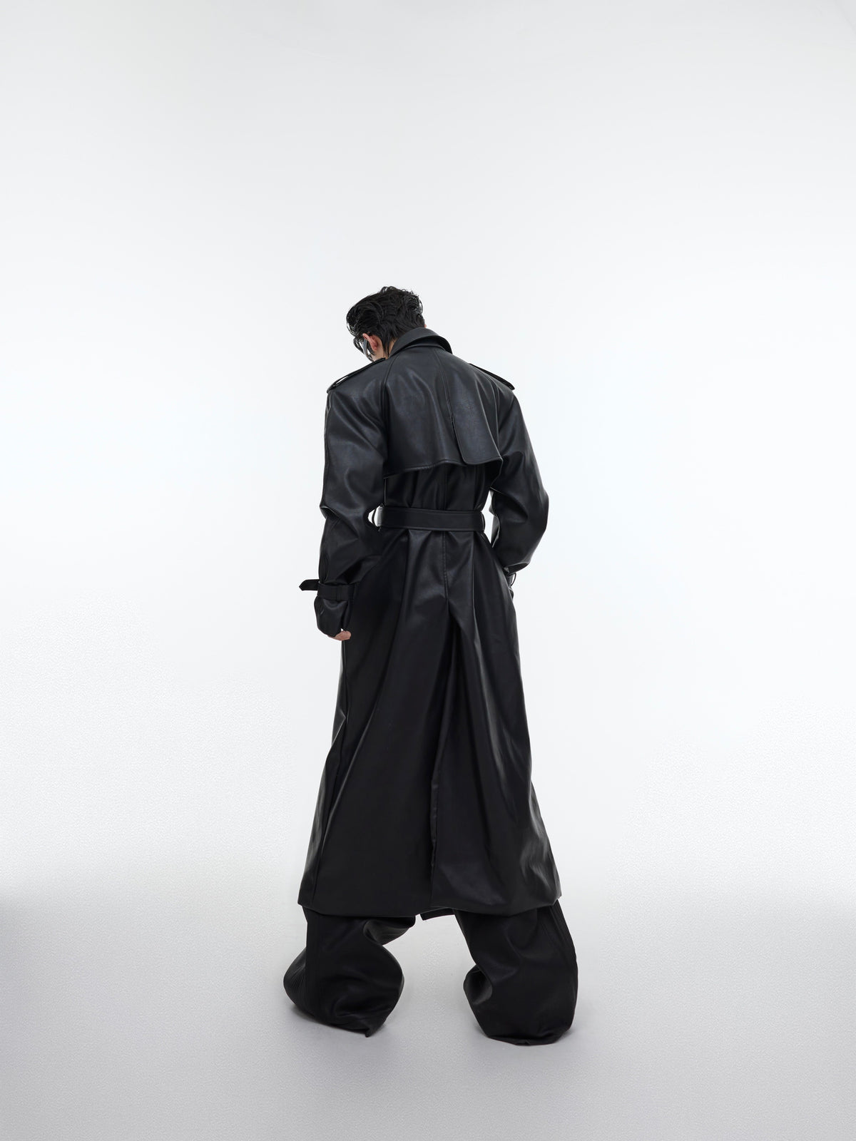 Deconstructed PU Leather Long Coat - product image 3