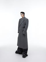 Padded-Shoulder Longline Wool-Blend Coat - product image 0