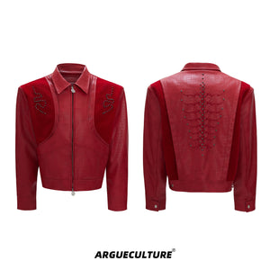Snake-Texture PU Patchwork Jacket - product image 5