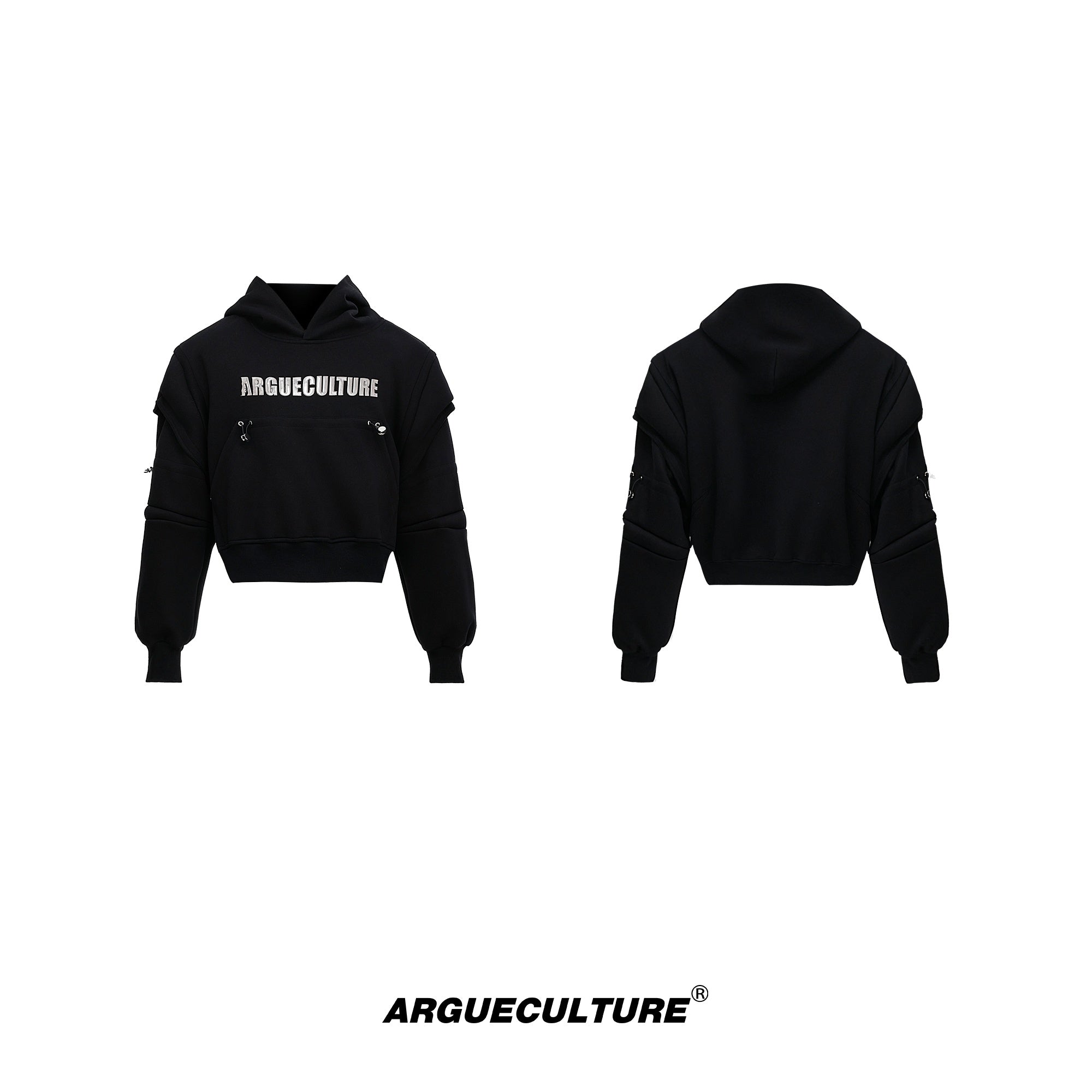 Oversized-Hooded-Cropped-Sweatshirt---Deconstructed-Streetwear-Top-Black