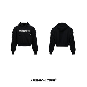 Oversized-Hooded-Cropped-Sweatshirt---Deconstructed-Streetwear-Top-Black