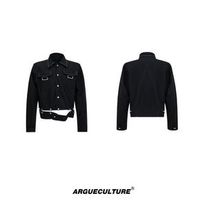 Oversized-Mesh-Collar-Jacket---Streetwear-Textured-Coat-Black