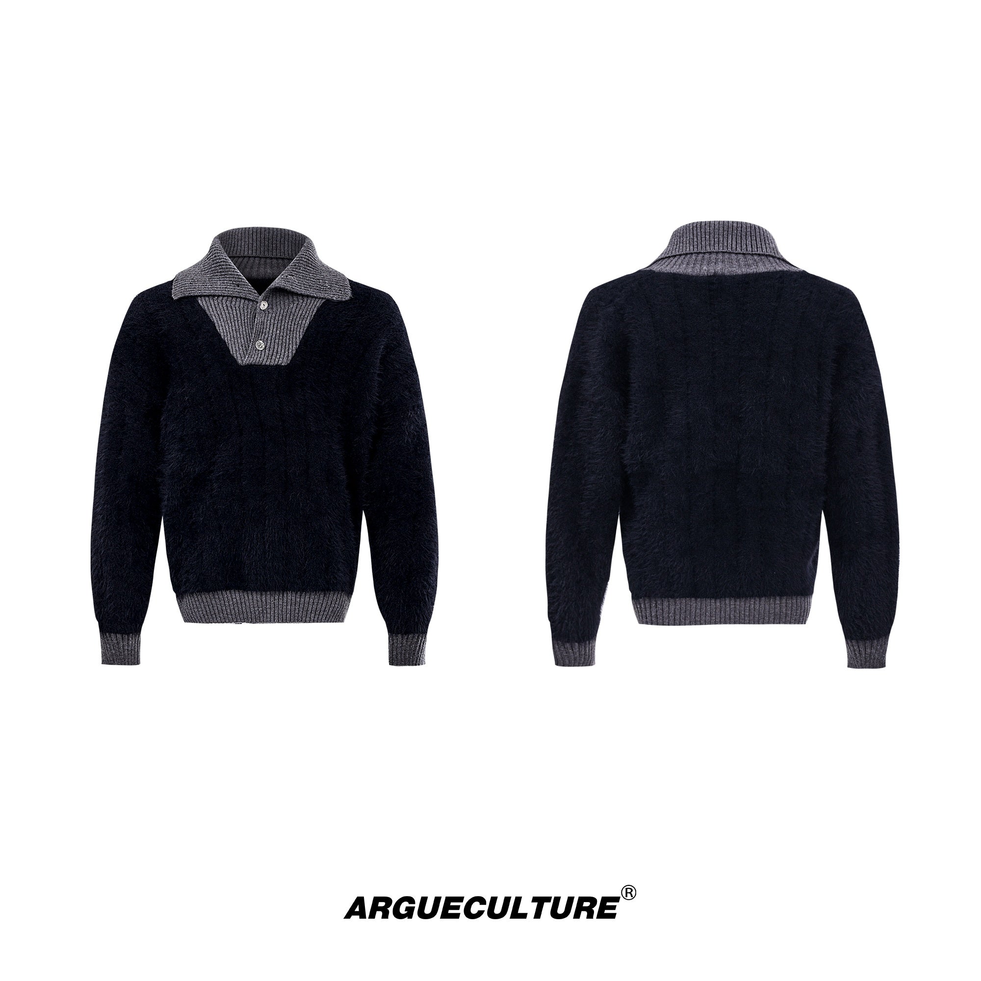 Oversized-Striped-Turtleneck-Sweater---Chunky-Knit-Unisex-Pullover-Black
