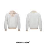 Oversized-Striped-Turtleneck-Sweater---Chunky-Knit-Unisex-Pullover-White