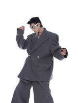 Oversized-Twill-Blazer---Drop-Shoulder-Unisex-Suit-Jacket-Gray-Blazer
