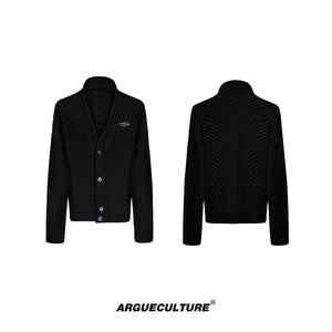 Oversized-V-Neck-Knit-Cardigan---Chunky-Metal-Buttons---Streetwear-Black