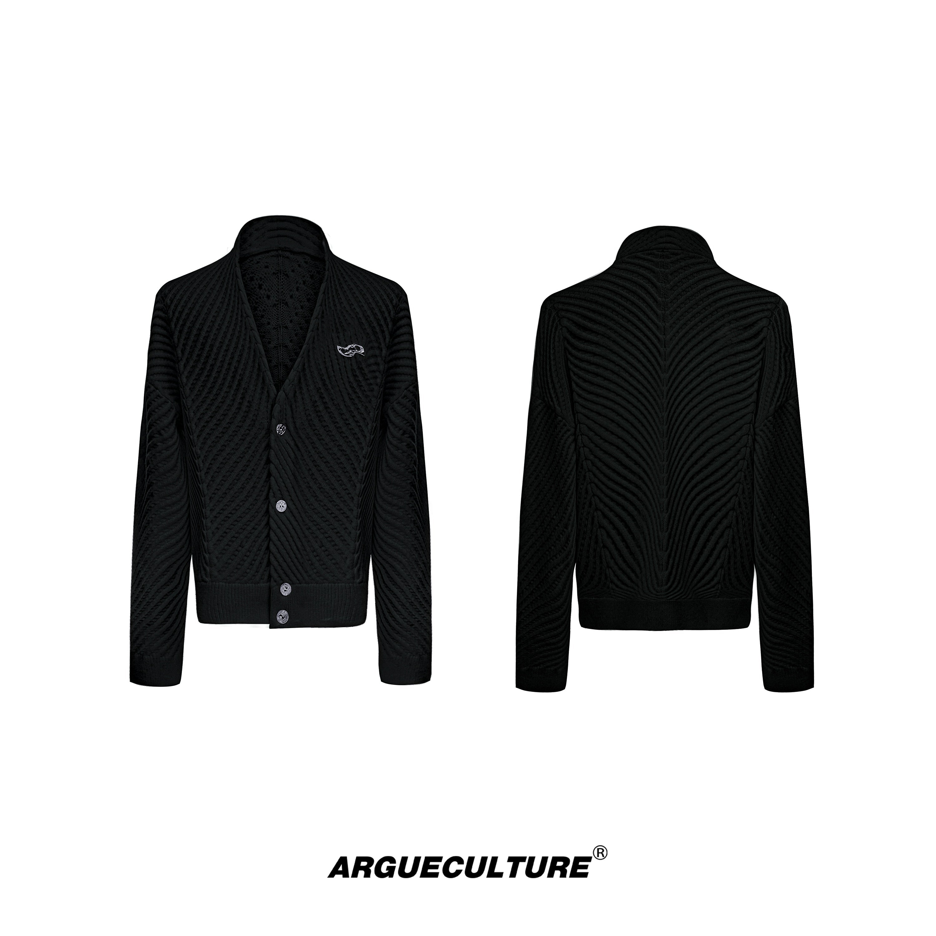 Oversized-V-Neck-Knit-Cardigan---Chunky-Metal-Buttons---Streetwear-Black
