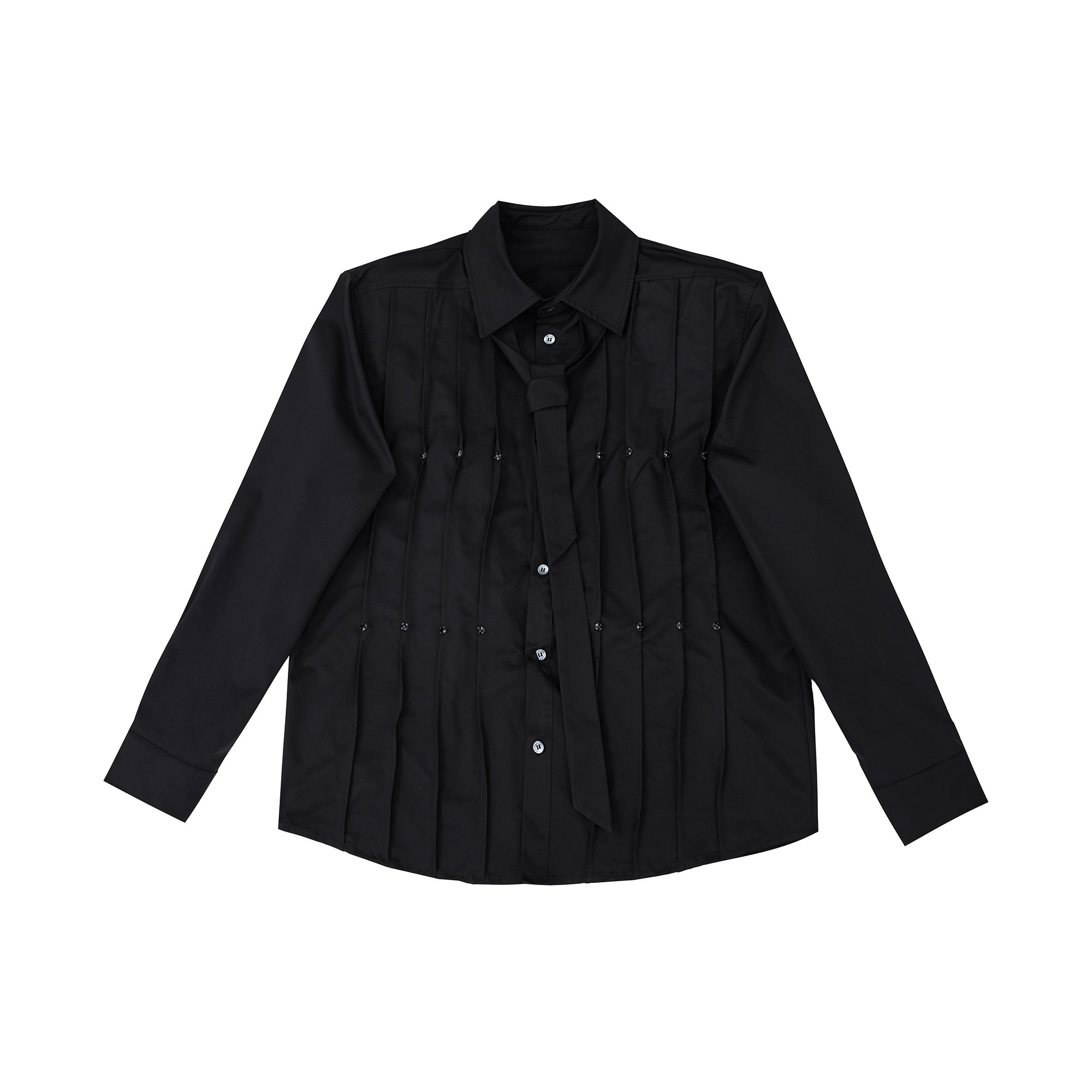 Oversized-White-Shirt-3D-Pleats-Shoulder-Pads-Streetwear-Chic-Black