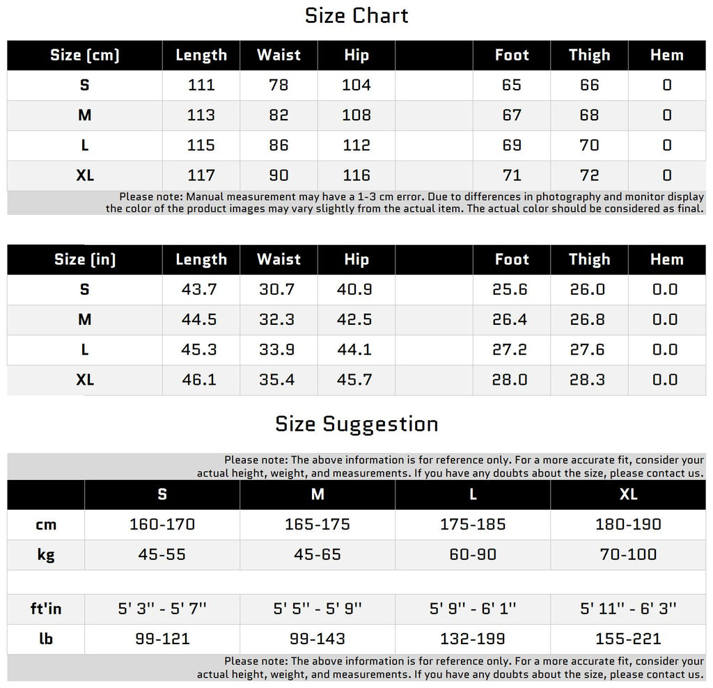 Size Chart for Faux Leather Panel Cargo Pants with Metal Accents