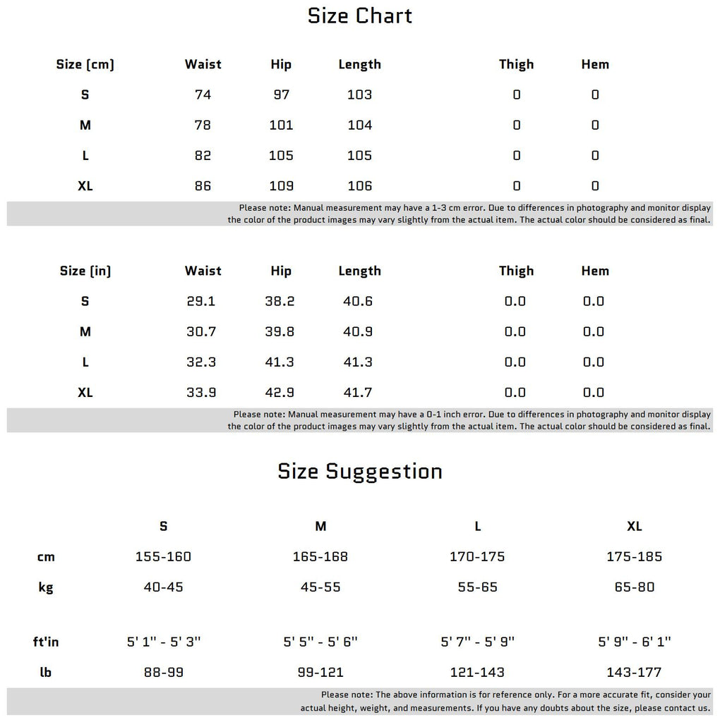 Size Chart for 벨트 패치워크와 금속 버튼 디테일이 있는 다용도 바지