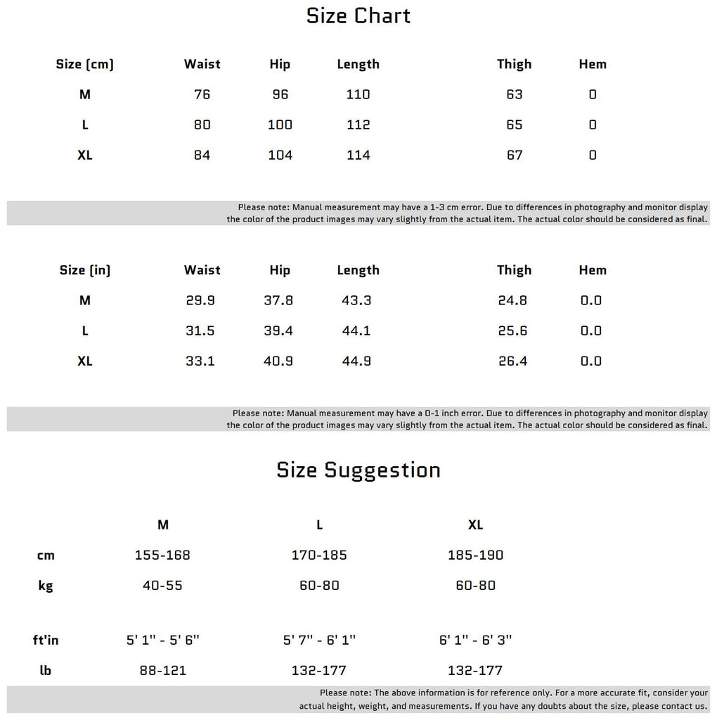 Size Chart for Spiegelpaneel Cargo-Hosen für lässige und stylische Looks