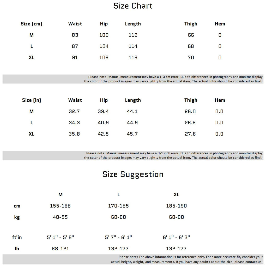 Size Chart for Black Jumpsuit with Silver Accents and Metal Carabiner Clasp