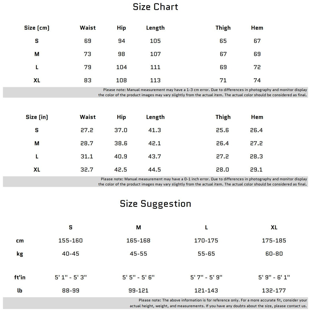 Size Chart for 멀티 포켓과 리본 디테일이 있는 오버사이즈 팬츠