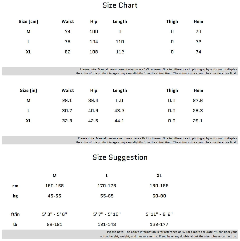 Size Chart for 세련된 룩을 위한 티타늄 합금 장식 캐주얼 바지