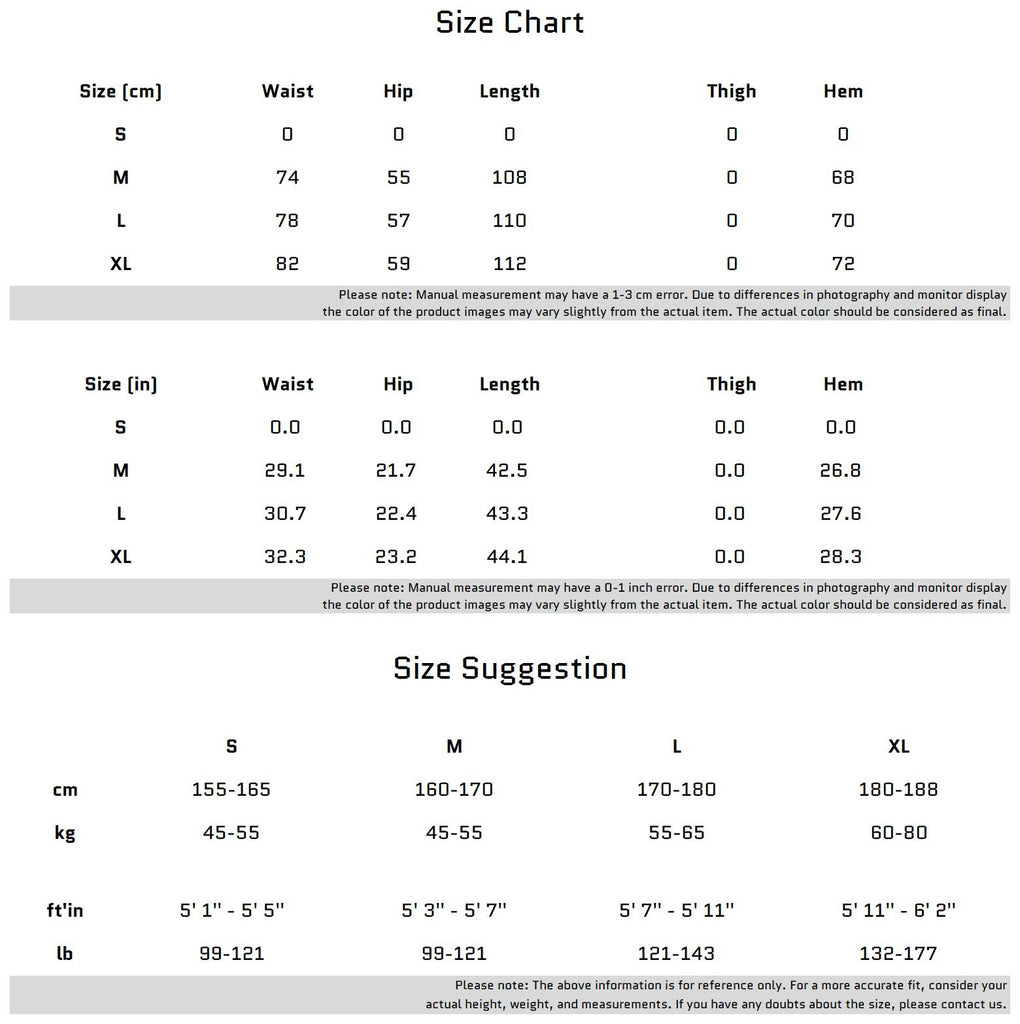 Size Chart for Hochwertige Cargo-Hosen mit großen Taschen und gefalteten Details