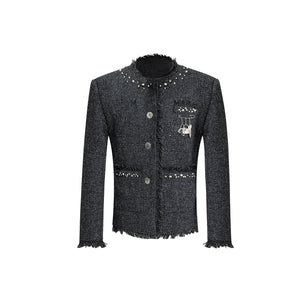 Pearl-Trimmed-Short-Tweed-Jacket---Glitter-Detail-Streetwear-Gray-Shirt