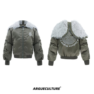 Puffy-Bomber-Jacket---Embroidered-Patchwork---Heavyweight-Streetwear-Brown-Jacket