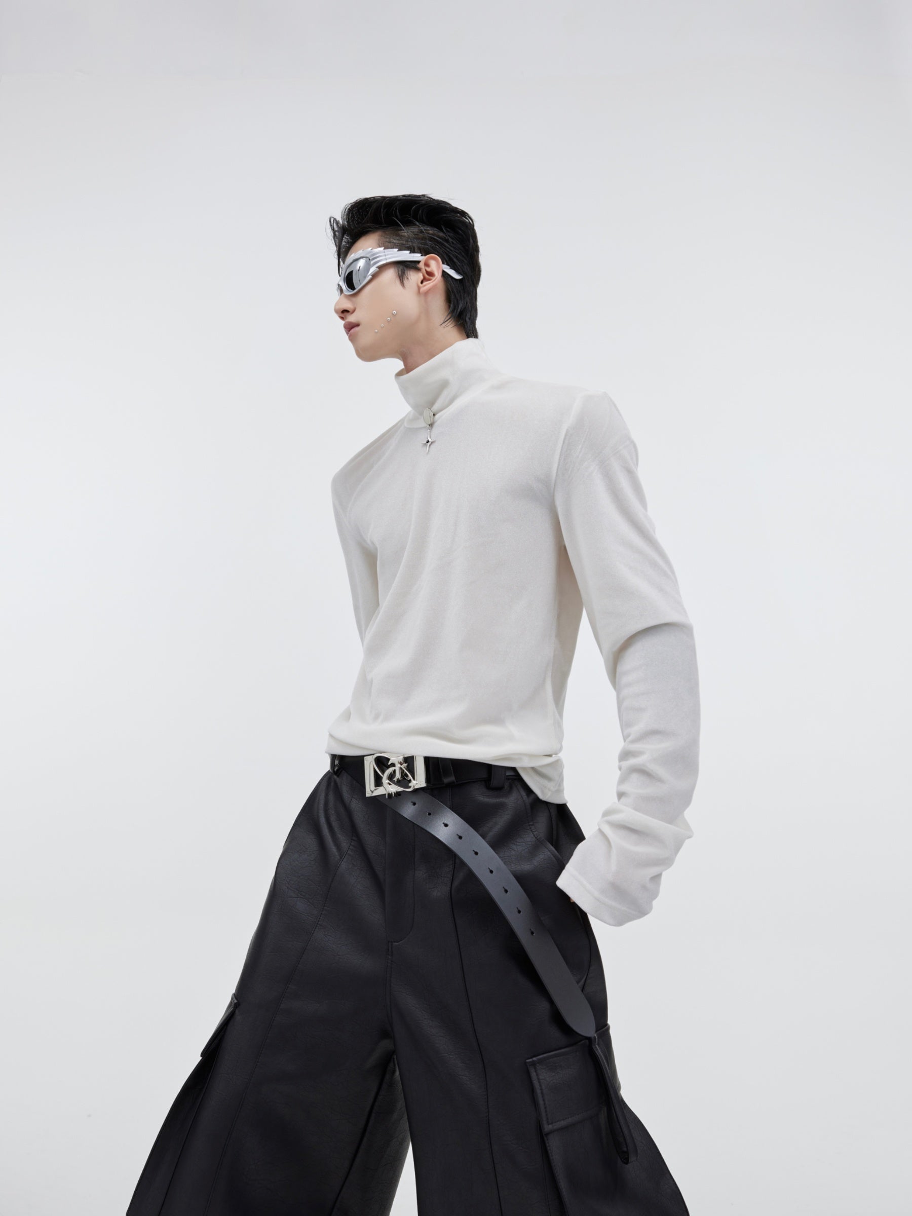 Punk-Mesh-Long-Sleeve-Top-with-Metal-Pendant-Detail-White